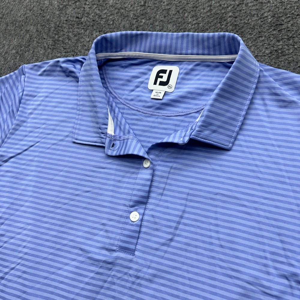 FootJoy Womens XL Cap Sleeve Tonal Stripe Polo‎ Shirt Purple Seahorse Golf